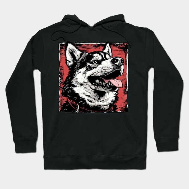 Retro Art Alaskan Malamute Dog Lover Hoodie by June Sixteen